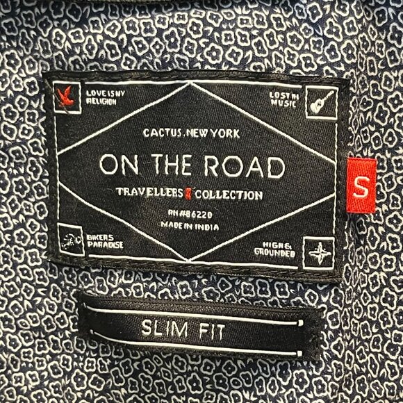 Cactus New York‎ Mens Slim Fit Blue Button-Up Shirt On The Road Travellers S - Picture 3 of 16
